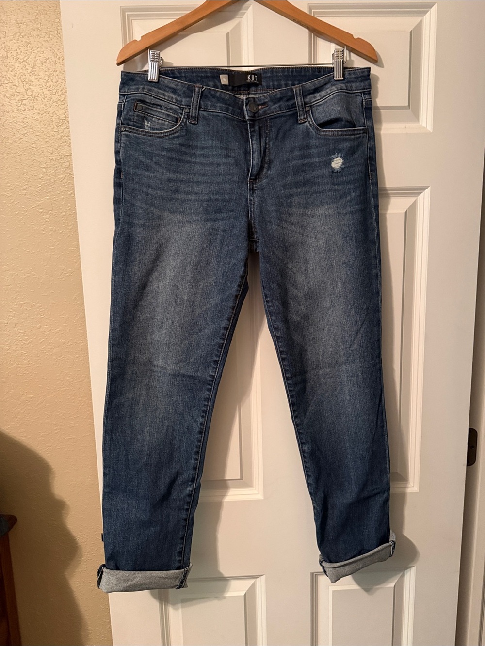 Kut from the Kloth Dark Blue Boyfriend Jeans with Cuffs